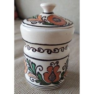 Vintage Hand Made KOROND Pottery Lided Jar Folk Art  Boho Mid Century